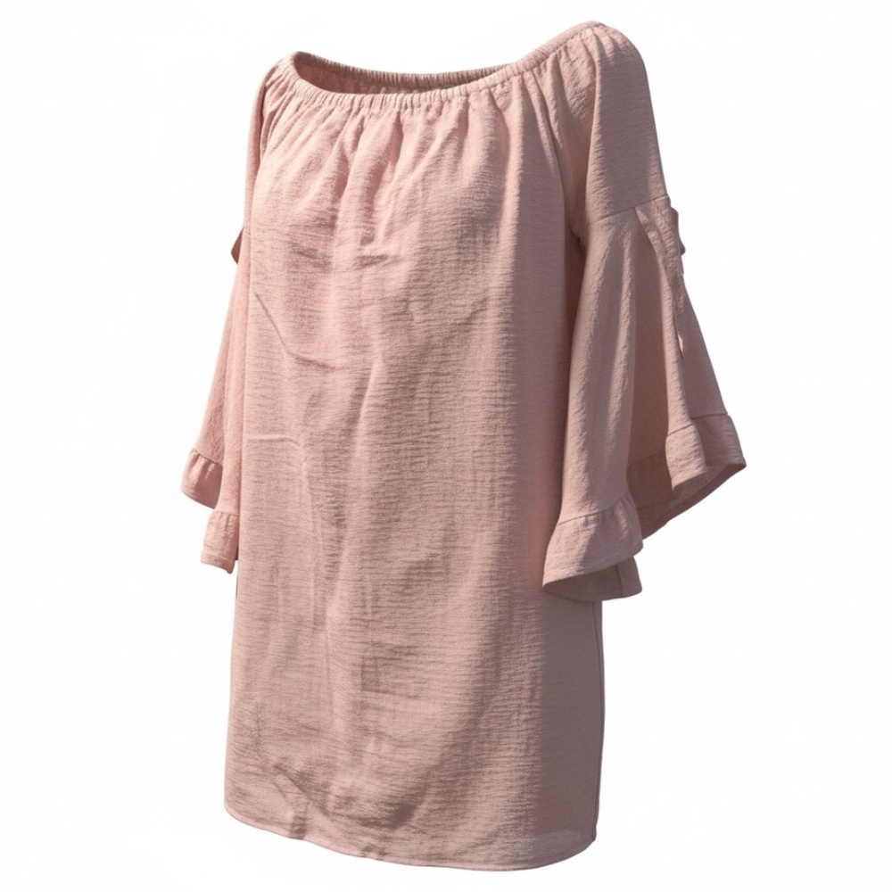 Hayden NWT Blush Pink Off Shoulder bell sleeves style Women's Tunic Dress Medium - Picture 2 of 6